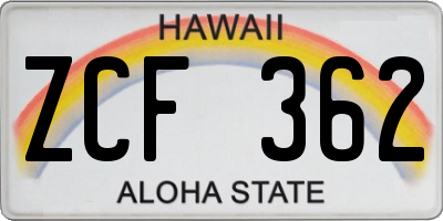 HI license plate ZCF362