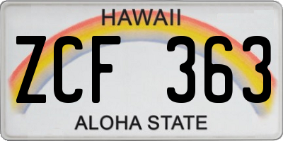 HI license plate ZCF363