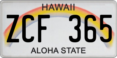 HI license plate ZCF365