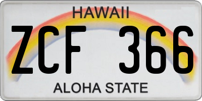 HI license plate ZCF366
