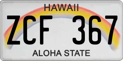 HI license plate ZCF367