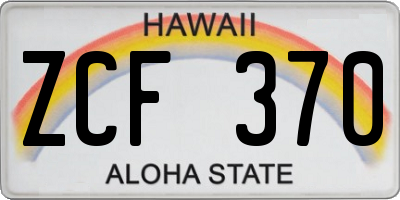 HI license plate ZCF370