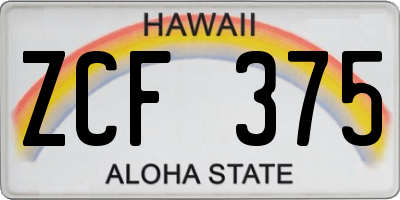 HI license plate ZCF375