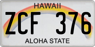 HI license plate ZCF376