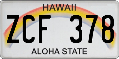 HI license plate ZCF378