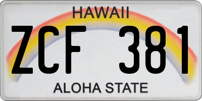 HI license plate ZCF381
