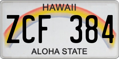 HI license plate ZCF384