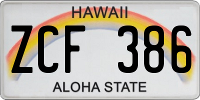 HI license plate ZCF386