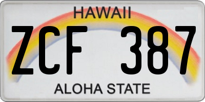 HI license plate ZCF387