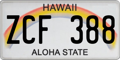 HI license plate ZCF388