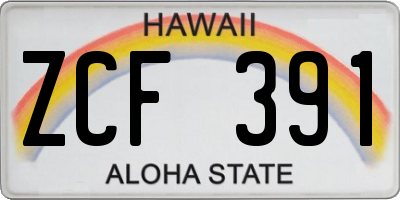 HI license plate ZCF391