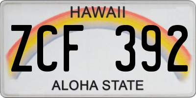 HI license plate ZCF392