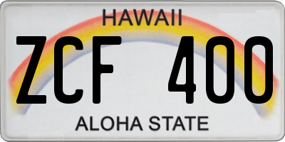 HI license plate ZCF400