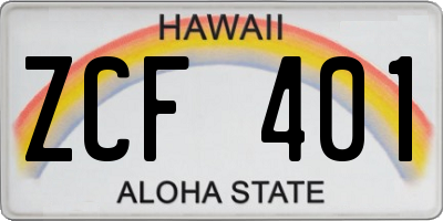 HI license plate ZCF401