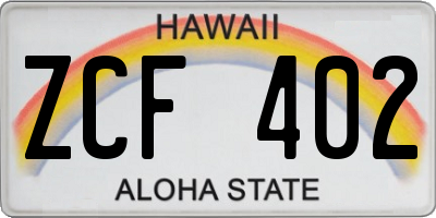 HI license plate ZCF402