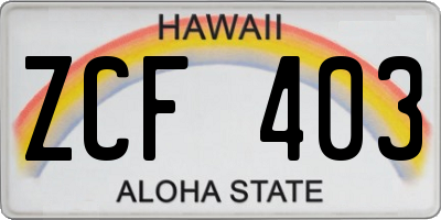 HI license plate ZCF403