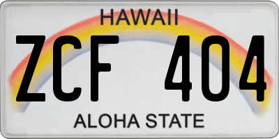 HI license plate ZCF404