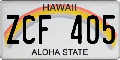 HI license plate ZCF405