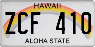 HI license plate ZCF410