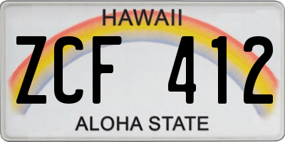 HI license plate ZCF412