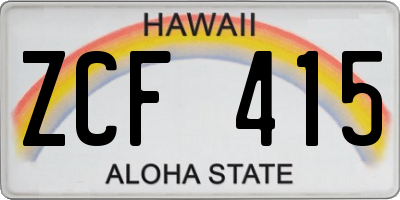 HI license plate ZCF415