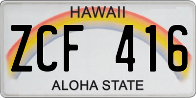 HI license plate ZCF416
