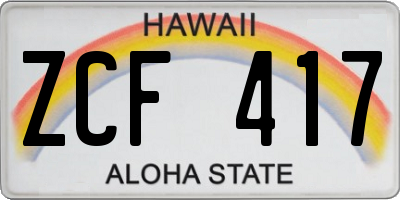 HI license plate ZCF417