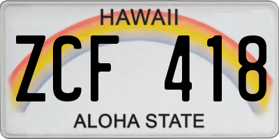 HI license plate ZCF418