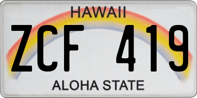 HI license plate ZCF419
