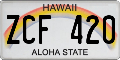 HI license plate ZCF420