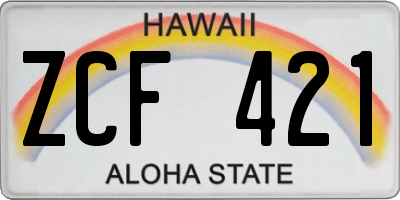 HI license plate ZCF421