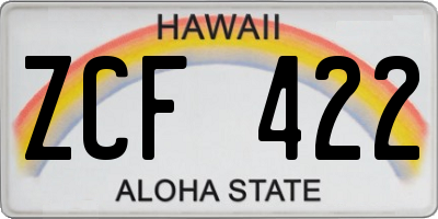HI license plate ZCF422