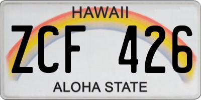 HI license plate ZCF426