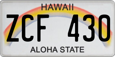 HI license plate ZCF430