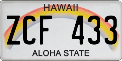 HI license plate ZCF433