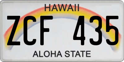 HI license plate ZCF435
