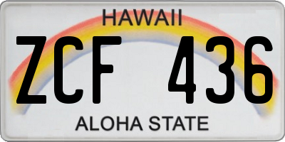 HI license plate ZCF436