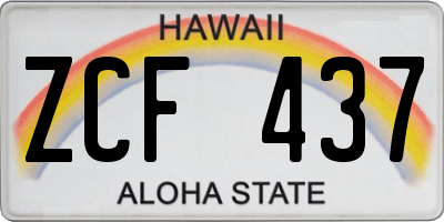 HI license plate ZCF437