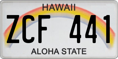 HI license plate ZCF441
