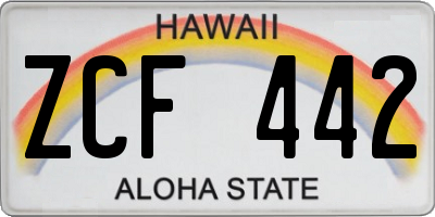 HI license plate ZCF442