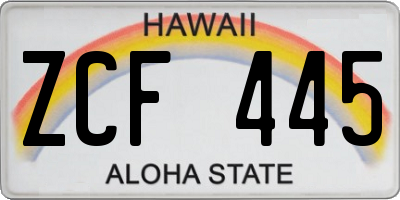 HI license plate ZCF445