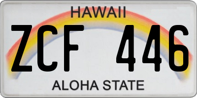 HI license plate ZCF446