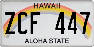 HI license plate ZCF447