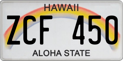 HI license plate ZCF450