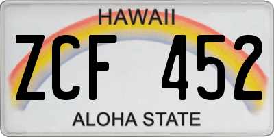 HI license plate ZCF452
