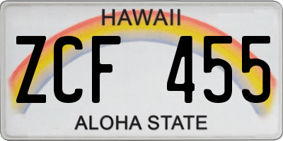 HI license plate ZCF455