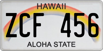 HI license plate ZCF456
