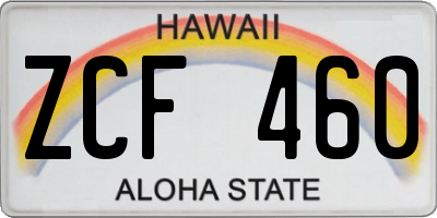HI license plate ZCF460