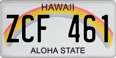 HI license plate ZCF461