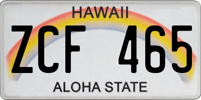 HI license plate ZCF465